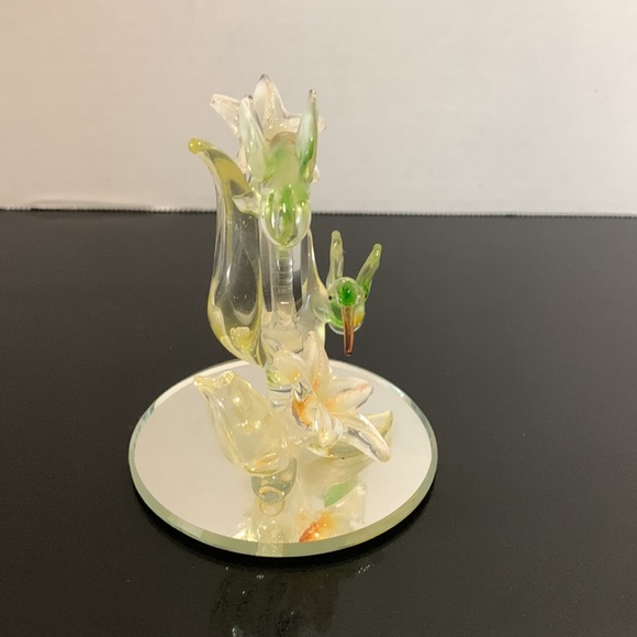 Hummingbird Colored Glass/Mirrored Floral Clock Art - Picture 6 of 6